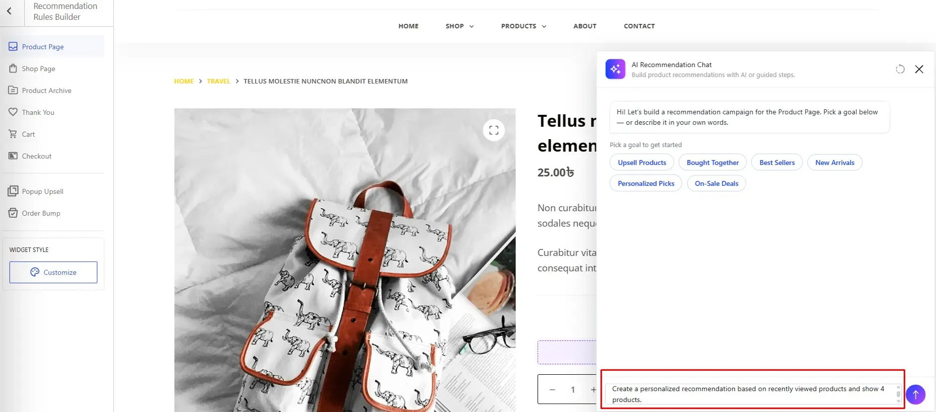 Build the recommendation rule with AI Chat