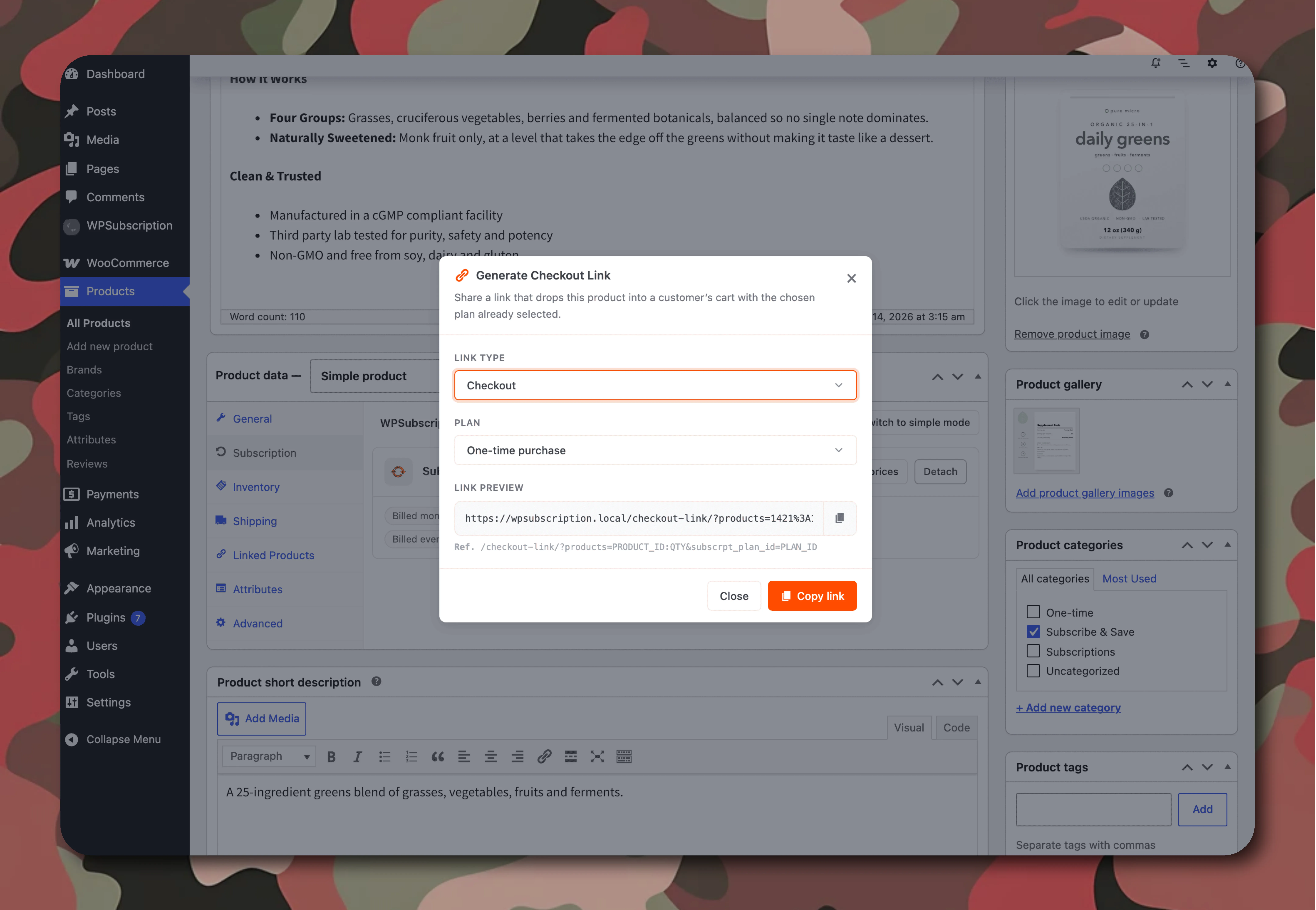 WPSubscription direct checkout and add to cart links generator
