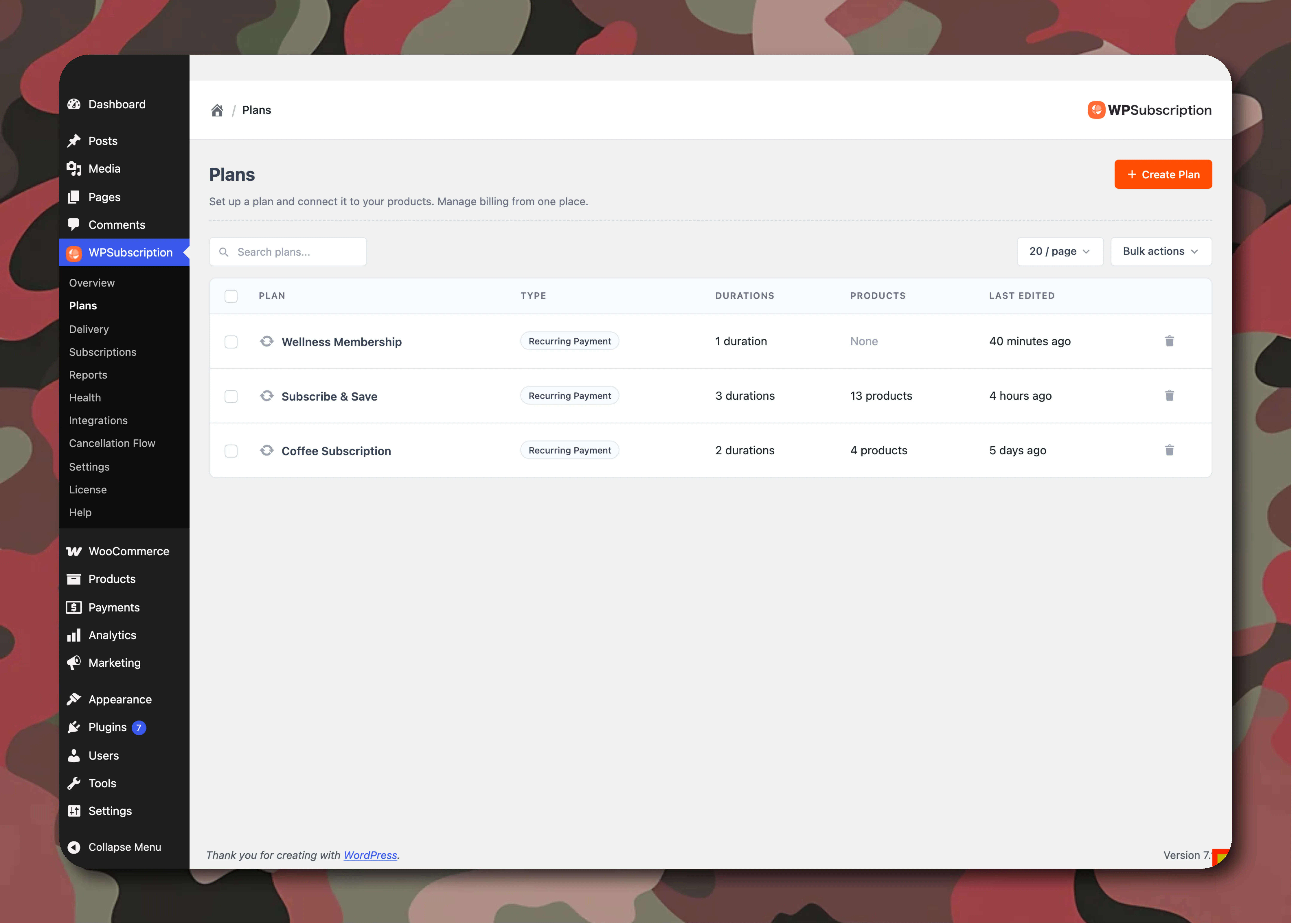 WPSubscription master subscription plans management