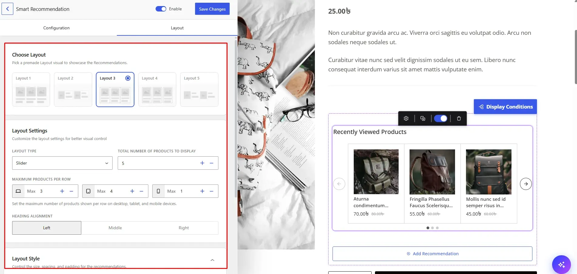 Select the Styling of Your Recommendations