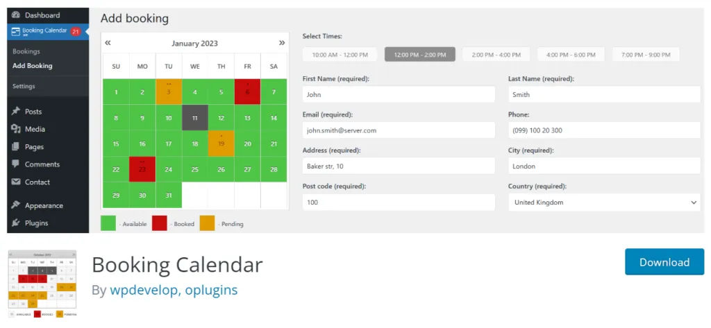 Booking Calendar