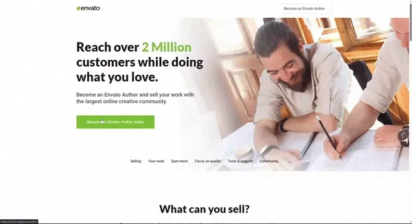 CodeCanyon Sign up process