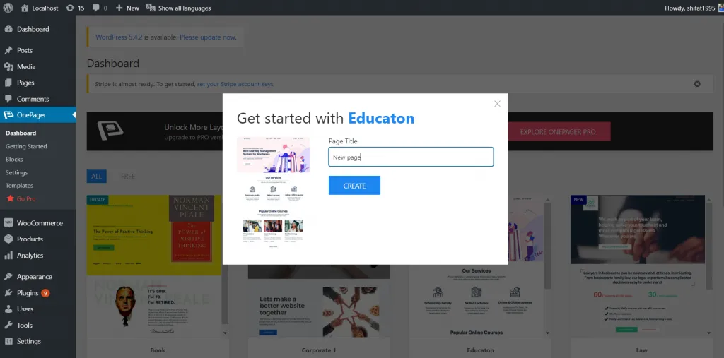 Dashboard ‹ Localhost — WordPress 1 1024x507
