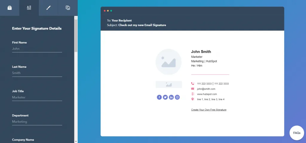Free Email Signature Template Generator By HubSpot 1024x480