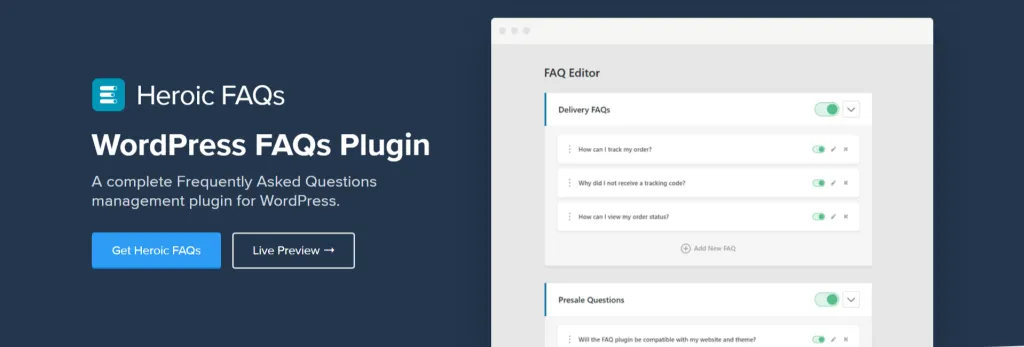 WordPress FAQ Plugin Heroic FAQs WordPress Plugin 1024x347