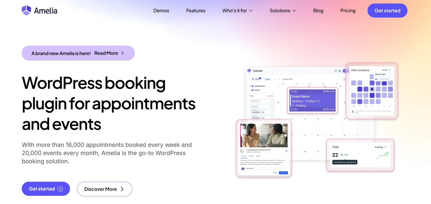 Amelia – WordPress Booking Plugin for Appointments and Events Amelia WordPress booking plugin interface