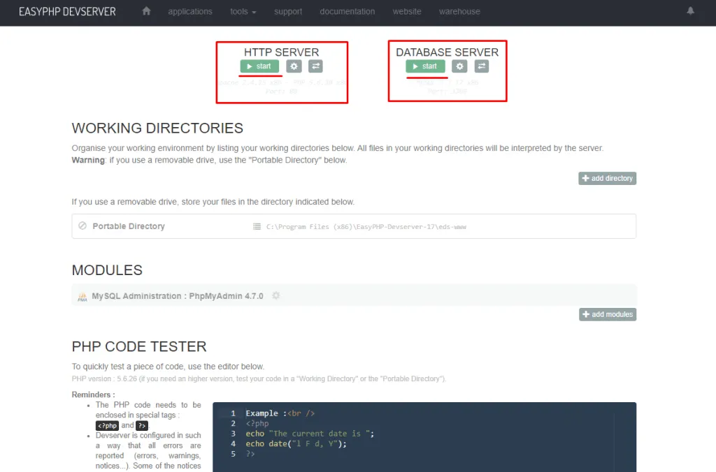 Easyphp Server Start 1024x676