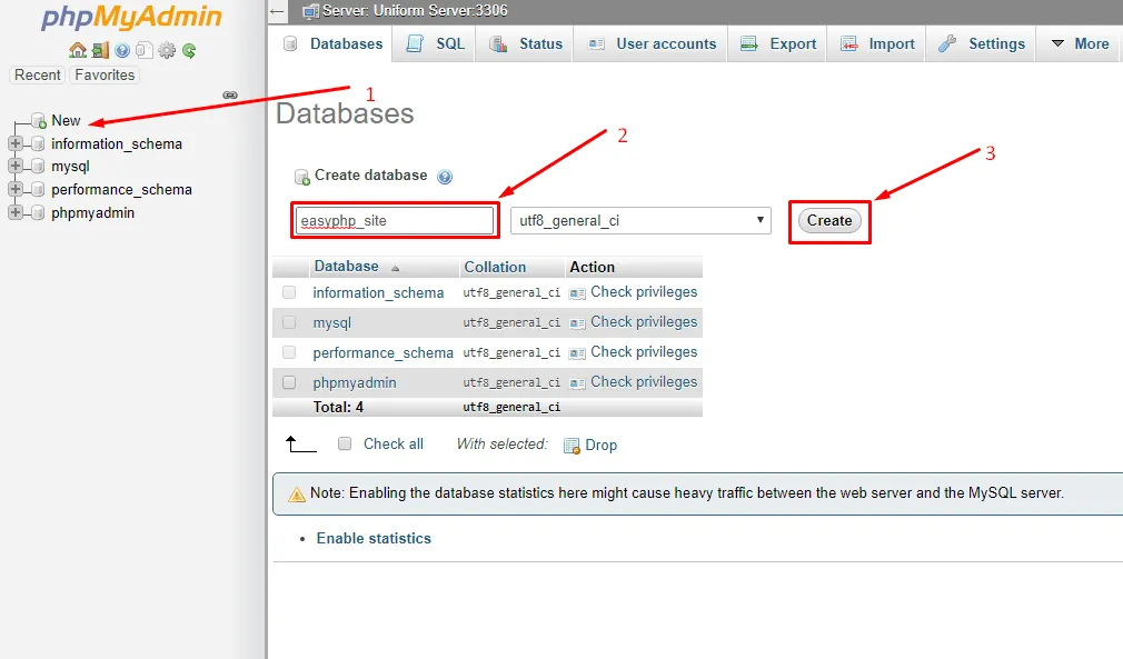 Easyphp Site Database