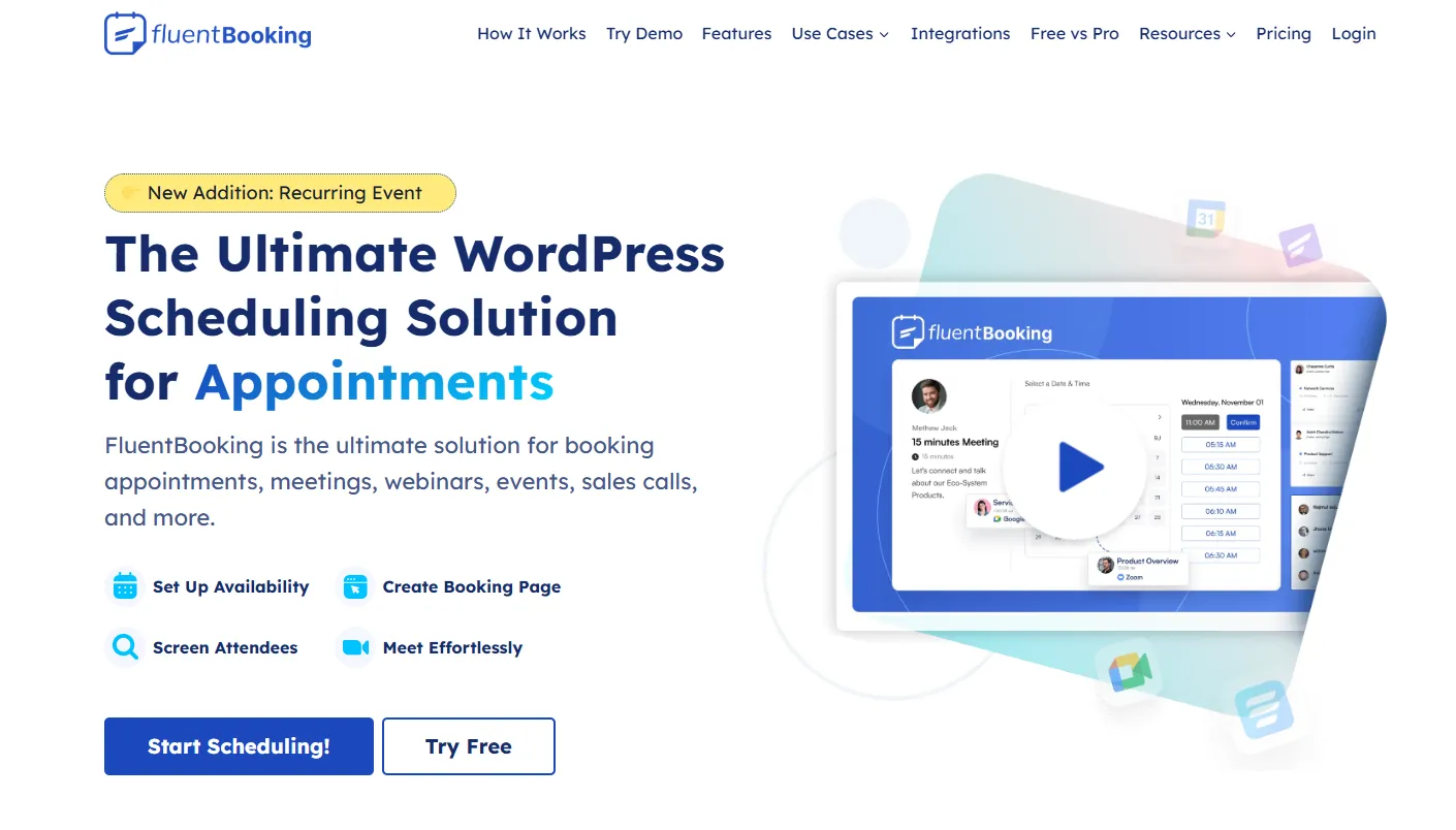 FluentBooking – Appointment Booking Calendar Plugin for WordPress FluentBooking appointment booking calendar plugin for WordPress