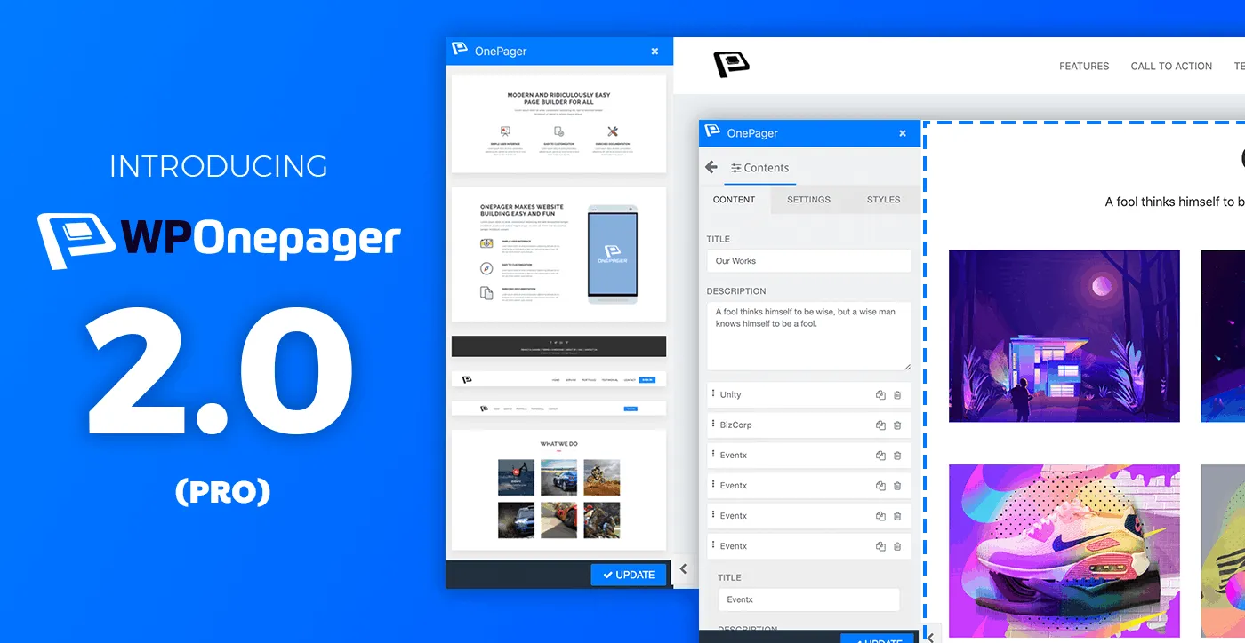 Presenting WPOnepager 2.0 Pro – The Quickest Landing Page, Coming soon Page Builder for WordPress