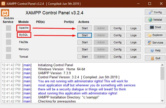 Run Xampp