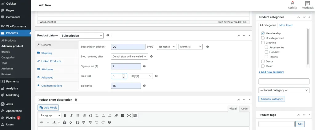 subscription details admin