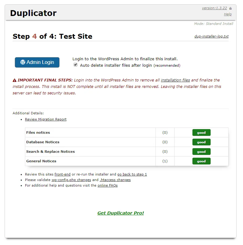 Test Site Duplicator